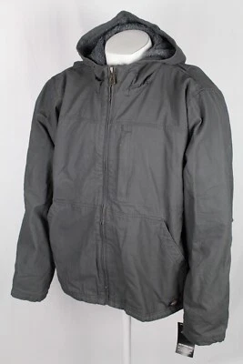 Dickies Men's Lined Jacket Duck Canvas High Pile Fleece Hooded Gray TJ360RBKX - Image 1 of 4