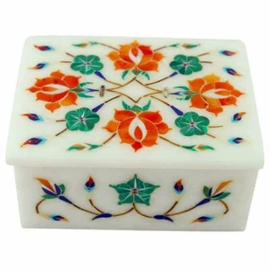 4" x 3" x 2" Marble Jewelry Box Carnelian Pietra Dura Work Home Decor Gift - Picture 1 of 1