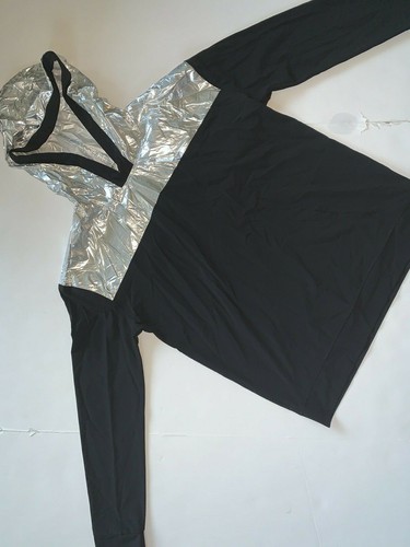 UNDERCOVER Giacca a vento Victoria's Secret SPORT XS L FELPA NERA argento olografica