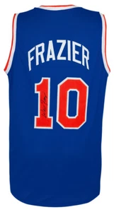 Walt Frazier (KNICKS) Signed Blue Custom Basketball Jersey - (SCHWARTZ COA) - Picture 1 of 3