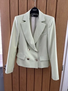 Zara Lt Green Short DB Blazer Size L - Picture 1 of 8