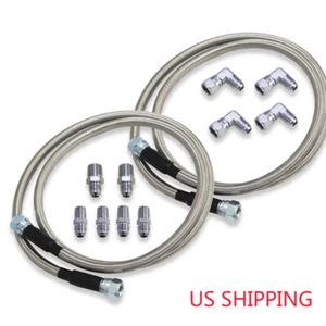 52" Length SS Braided Transmission Cooler Hose Lines For TH350 700R4 TH400 - Picture 1 of 7