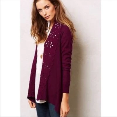 Cárdigan de lana de fieltro Sleeping On Snow talla S tono joya púrpura frente abierto Foto 1 de 4