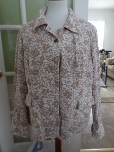 Chaqueta de pana blanca floral tostada Christopher & Banks talla XL para dama - Imagen 1 de 3