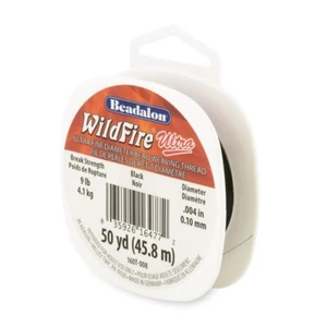 WildFire Ultra Black Beading Thread .004" 0.10mm ~ 50 Yard Spool - Picture 1 of 1