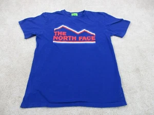 North Face Shirt Adult Small Blue Crew Cotton Logo Outdoor Hiking Casual Mens - Picture 1 of 12