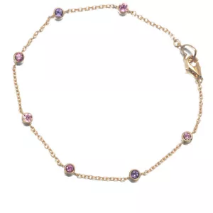 Auth Ponte Vecchio Bracelet Pink Tourmaline Amethyst Rhodolite Garnet 18K RG - Picture 1 of 5
