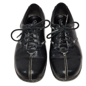 Scarpe casual Clarks pieghevoli in pelle nera stringate taglia 7,5 M - Foto 1 di 7