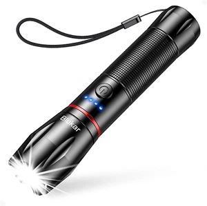 Torcia LED Ricaricabile, Super Luminoso Zoomabile Torce Elettrica Con 5 Modalità - Foto 1 di 12