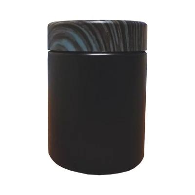 Tarro de vidrio con tapa negra mate de 4 oz con protección UV tapa resistente a niños Foto 1 de 3
