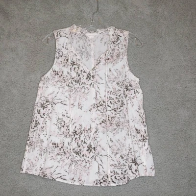 Caslon Womens Cloud Carrie Tank Top Multicolor Floral Keyhole Neck Tie XS New - Изображение 1 из 4
