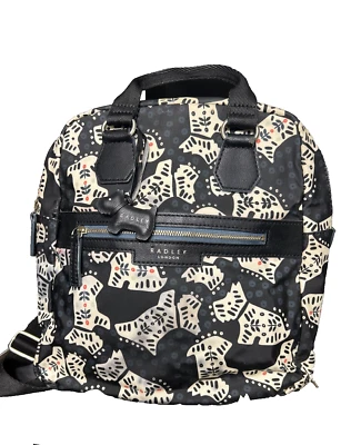 Hermosa Mochila Radley London Folk Dog Scottie Perro Nylon Cremallera Top Foto 1 de 4