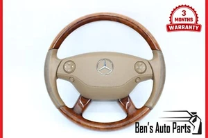 2007-2009 MERCEDES W221 S550 S450 S63 AMG WOOD BEIGE STEERING WHEEL LEATHER OEM - Picture 1 of 23