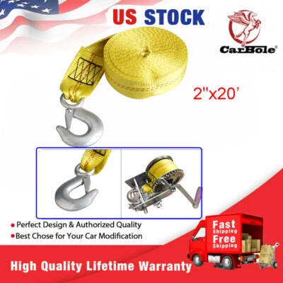 10000LB Heavy Duty Car Boat Trailer Replacement Winch Strap 2" X20' w/ Snap Hook - Image 1 of 4