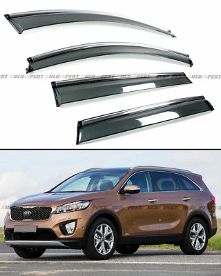 PARA KIA SORENTO 2016-2020 VISERA DE VENTANA TINTADA A HUMO TIPO CLIP CON MOLDURA CROMADA Foto 1 de 4