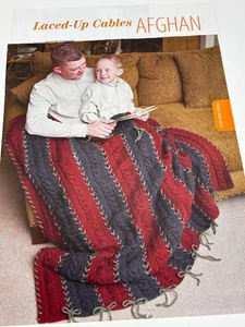 Suzanne Atkinson Laced-Up Cables Afghan Knitting Pattern Magazine Pages - Picture 1 of 3