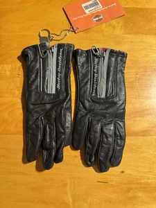 Women’s Harley Davidson Black Leather Motorcycle Gloves With Zipper Size Small - Bild 1 von 7