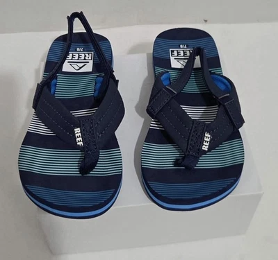 Sandalias chanclas Reef Lil Little Ahi niño pequeño talla 7/8 rayas de mar profundo azul Foto 1 de 4