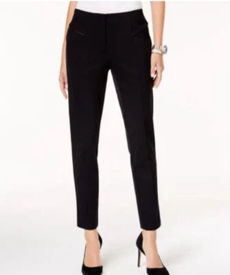 NWT Alfani Pants Stretch Faux Leather Trim Career Size 8p MSRP $69.50 - Image 1 of 4