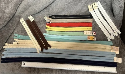 Lote 18 Cremalleras de Costura Vintage Colores/Tamaños Surtidos Abrigos Garra Nuevo de Lote Antiguo Suministro Artesanal Foto 1 de 4