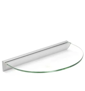 Essentials 12-inch Half Round Clear Glass Shelf Kit 8x12 Clear Open Box Set Of 3 - Picture 1 of 24