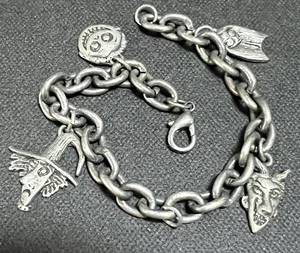 The Nightmare Before Christmas Jack Sally 7.50" Charm Bracelet Pewter? rare - Picture 1 of 18