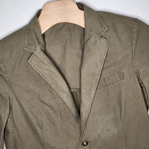 LL Bean Canvas Blazer Men 42R 2 Button Flap Pockets Tan 0 KU59 Safari Style READ - Picture 1 of 13