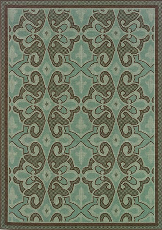Tapete de área 7x10 Sphinx Damask Border azul moderno 2335L - Aproximadamente 6' 7" x 9' 6" - Imagem 1 de 1