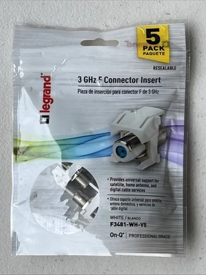 Упаковка из 5 шт.: разъем Legrand F3481-WH-V5 3 ГГц F вставной On-Q - Изображение 1 из 4