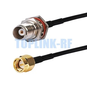 SMA Male Plug to TNC Female Jack Nut Bulkhead Connector RF Pigtail Cable RG174 - Photo 1/4