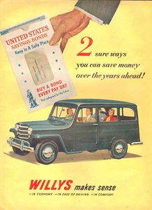 1951 Classic Car AD WILLYS makes sense! ( Jeep ) Buy Savings Bonds! 072818 - Imagen 1 de 1