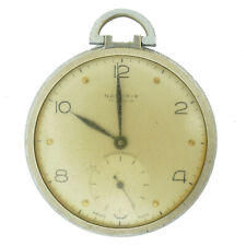 GENUINE NASTRIX 17 JEWELS STAINLESS STEEL POCKET WATCH FOR PARTS OR REPAIRS