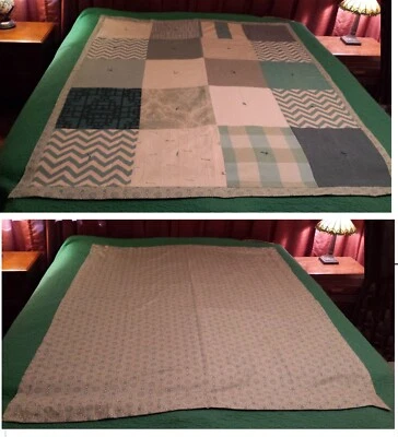 Patchwork Quilt Throw Blanket Cover 61x78 Teal Creme 20 Block Hand Tied OOAK NEW - Image 1 of 4