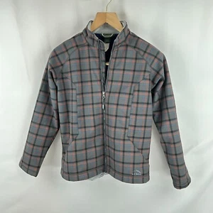 LLBean Gray Plaid Full Zip  Jacket Youth Sz 18 XL Sherpa Liner Ski Snow, Spring - Picture 1 of 12