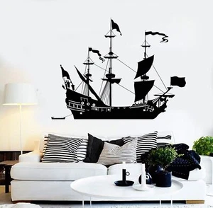 Vinyl Wall Decal Ship Sail Boat Sailor Sea Style Home Decor Stickers (1045ig) - Picture 1 of 2