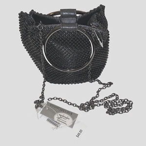 Gunne Sax by Jessica McClintock Gwen Ball Mesh Ring Black Wristlet Purse Bag - Picture 1 of 8