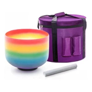 8 Inch C Note Root Chakra Sound Bowl 432hz Rainbow Crystal Singing Bowl with Bag - Picture 1 of 6