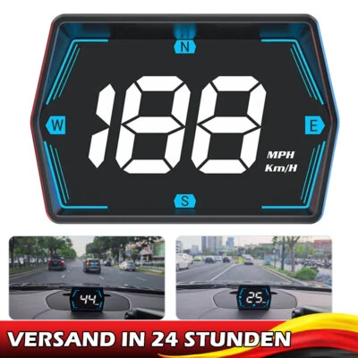 GPS Digital Head Up Display HUD Tachometer Überdrehzahlalarm Kompass KMH/MPH - Bild 1 von 4