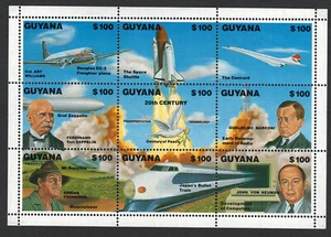 GUYANA VF MNH Souvenir Sheet of 9 Stamps 20th Century Transportation  Technology - Picture 1 of 2