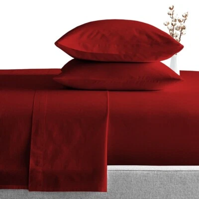 1000TC Luxury Egyptian Cotton Burgundy Solid Bedding Item – Deep Pocket 8-15" - Image 1 of 4