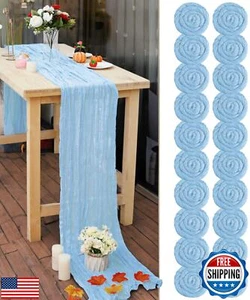 20 Pcs Baby Blue Cheesecloth Table Runner 10FT Boho Gauze Table Runner Rustic - Picture 1 of 5