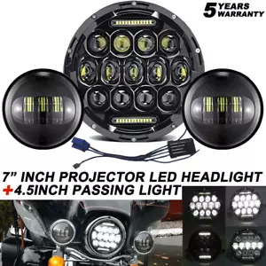 7" Led Headlight + 4.5" Passing Lamp For Honda Shadow VLX 600 Sabre 110 RS 750 - Picture 1 of 19