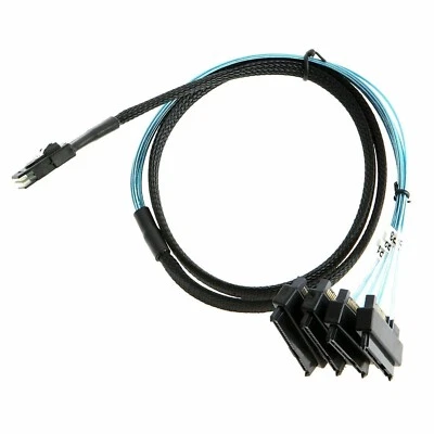 Mini SAS 36P SFF-8087 to 4 SFF-8482 Connectors With SATA Power Cable 3FT 1M #ZT - Image 1 of 4