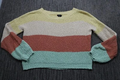 Suéter Calce Cuadrado Rayas Elástico Tejido Abierto Colorido Informal Para Mujer M Foto 1 de 4