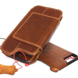 Genuine Leather case for iPhone 8 Credit Card Slots id Window Magnetic 2 in 1 - Picture 1 of 8