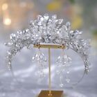 Handmade Silver wedding Bridal Clear Crystal Rhinestone  Tiara Crown Earring Set