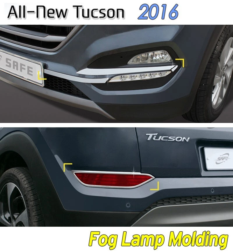 Rear Fog Lamp Molding Front Reflex Lenz Cover Silver for Hyundai Tucson 2016~18 - Image 1 of 4