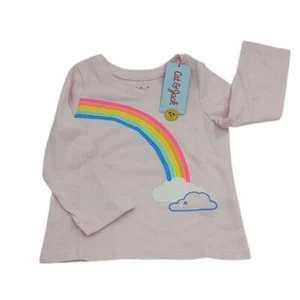 Cat & Jack T Shirt Baby Girl Size 12 Months Rainbow Pink Long Sleeve - Picture 1 of 4
