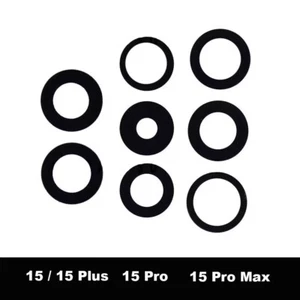 NEU iPhone 15 / Plus / Pro / Pro Max Rückseite Back Kamera Linse Ersatz + Kleber - Bild 1 von 6