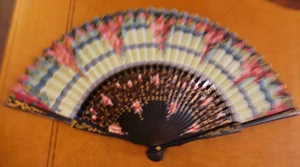 rare illustrated French Advertising fan w cascading flowers - Picture 1 of 6